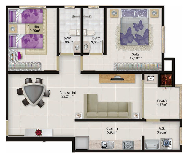 Planta referente ao apartamento tipo 2