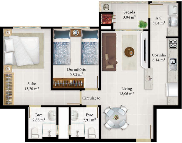 Planta referente ao apartamento tipo 4