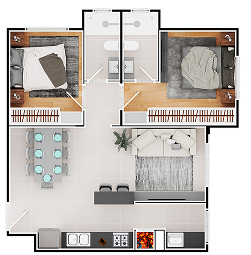 Planta referente aos apartamentos tipo 3 e 4