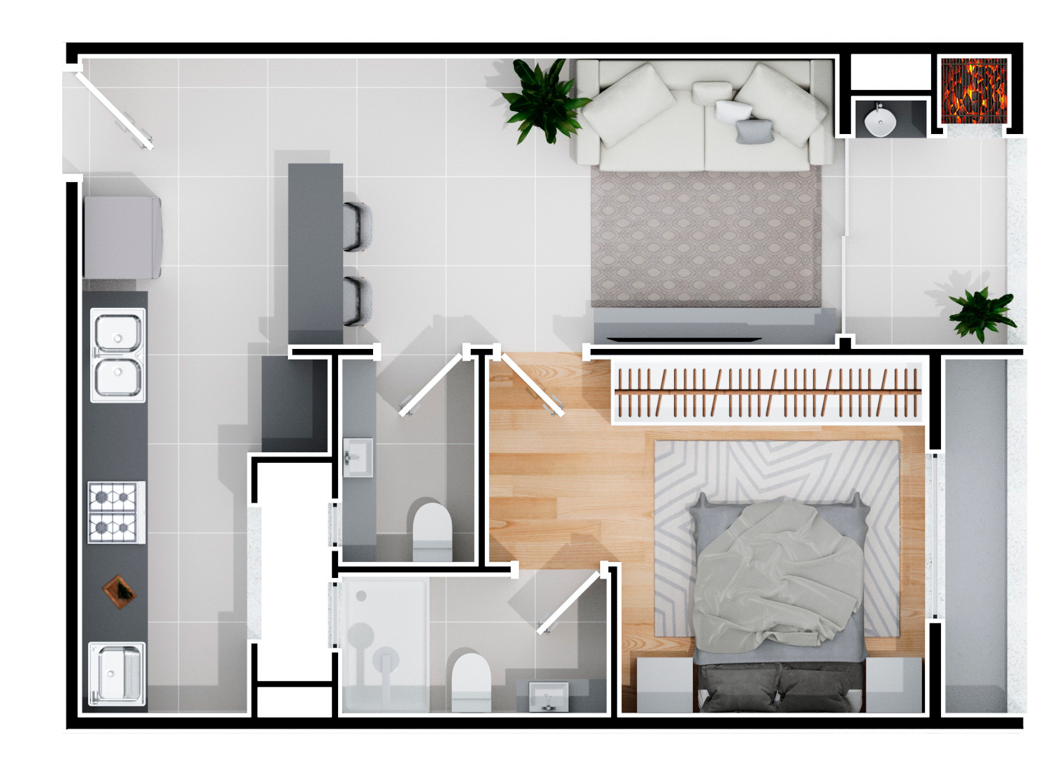 Planta referente aos apartamentos tipo 7