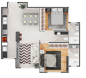 Planta referente aos apartamentos tipo 1 e 2